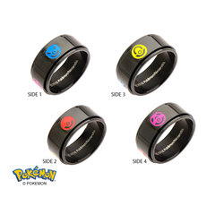 Pokeball Black Ion-Plated Stainless Steel Spinner Ring - Size 10